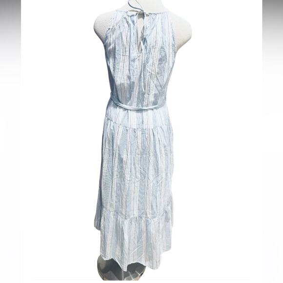 1969 Tiered Halterneck Dress Blue/white Striped Size XS - Picture 6 of 7